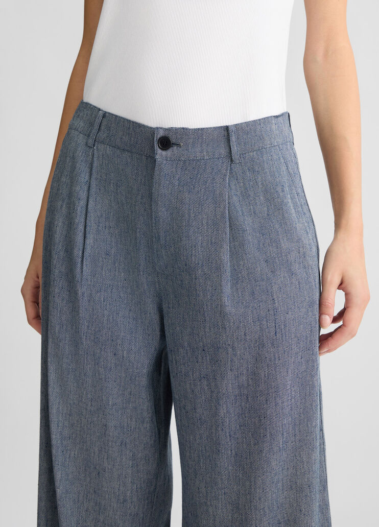 Flared denim trousers