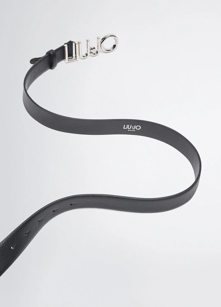 Belt with logo buckle