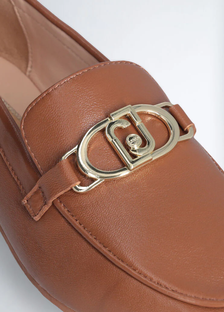 Brown soft nappa leather loafers