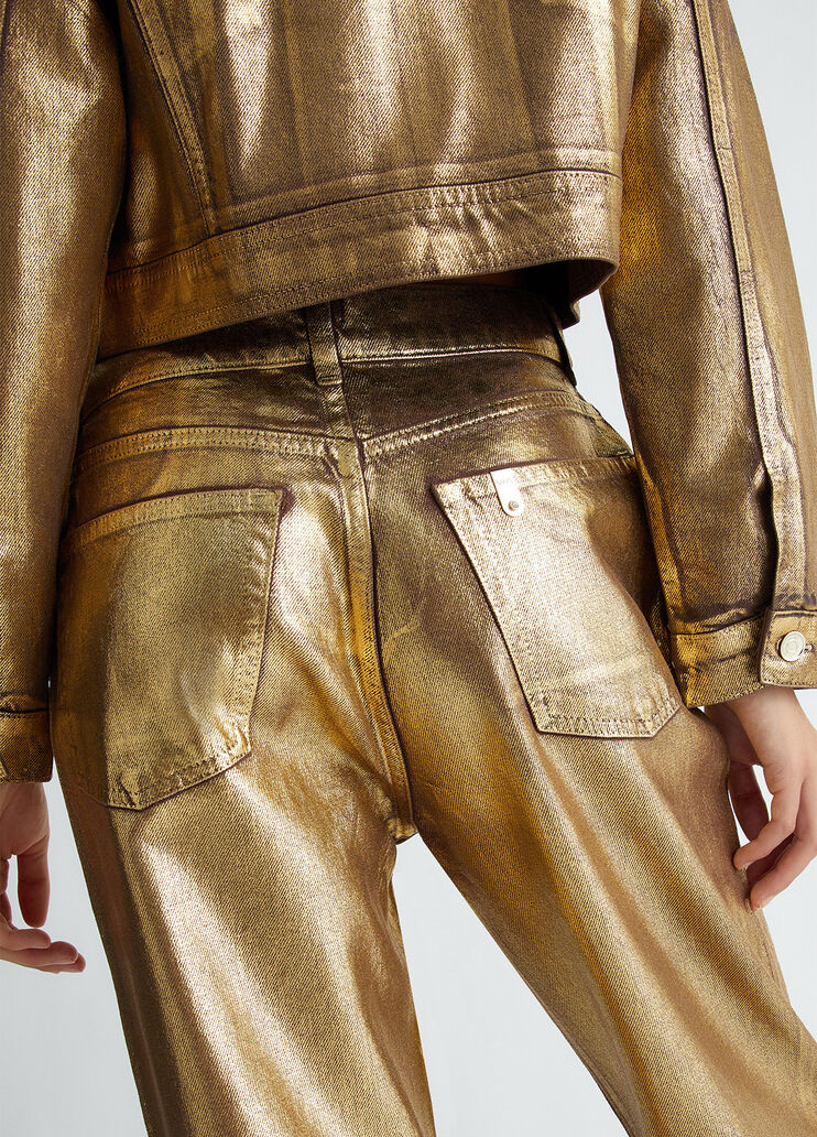 Foil-effect straight-leg jeans
