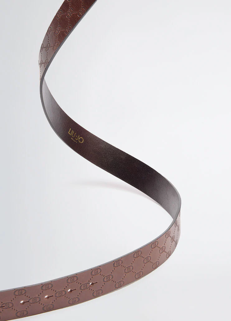 Leather belt with logo