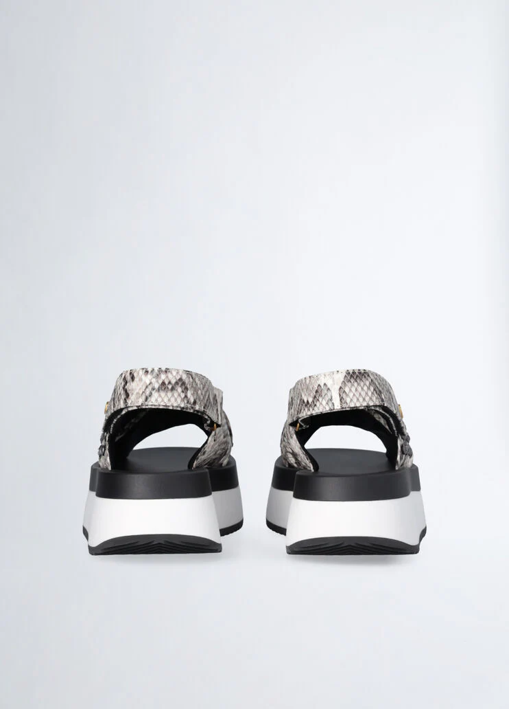 Platform sandals with jewel studs