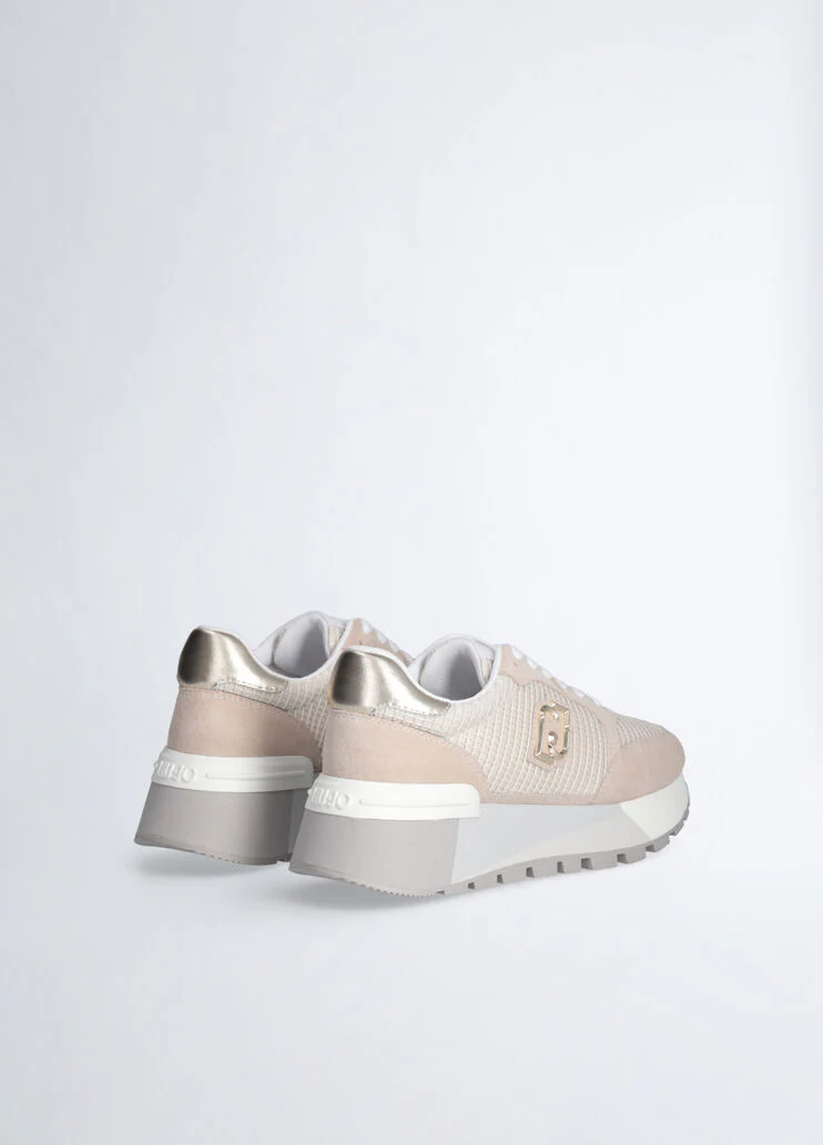 Suede and mesh platform sneakers