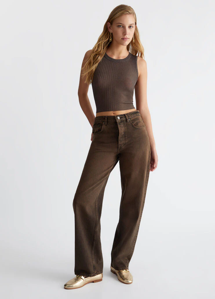 High-rise lurex jeans