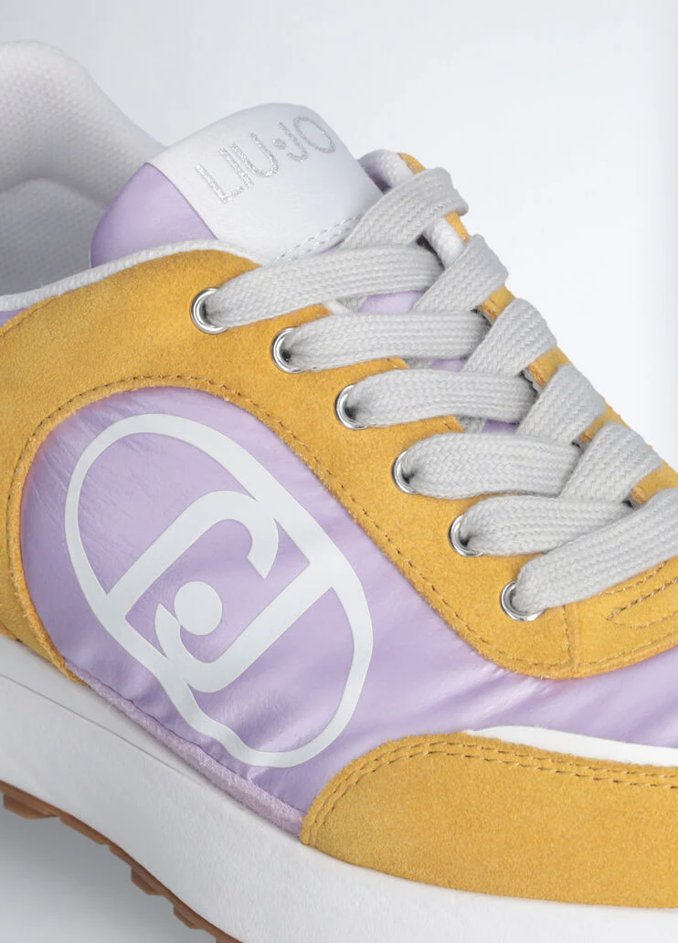 Suede and nylon running shoes