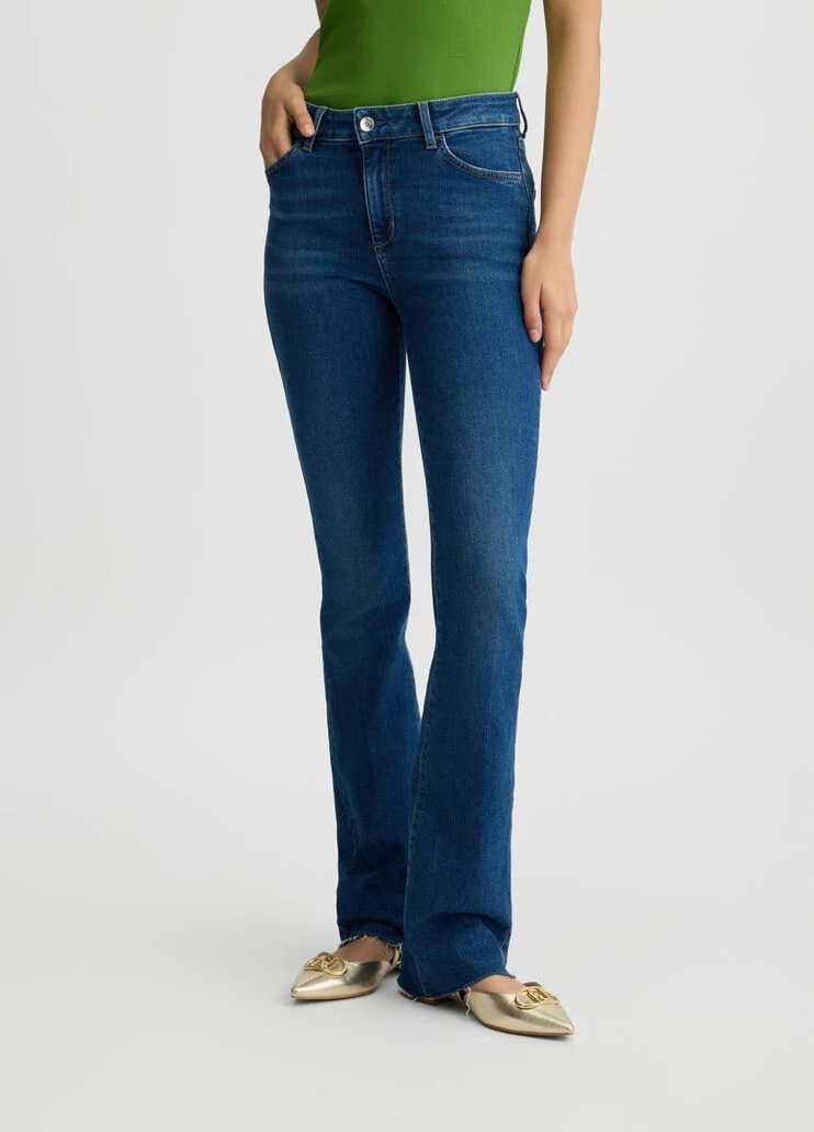 Blue bell-bottom jeans