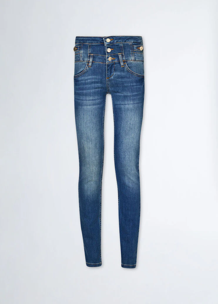 High-waisted skinny jeans