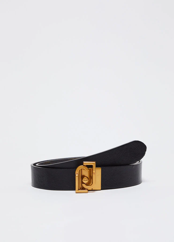 Reversible belt with logo buckle