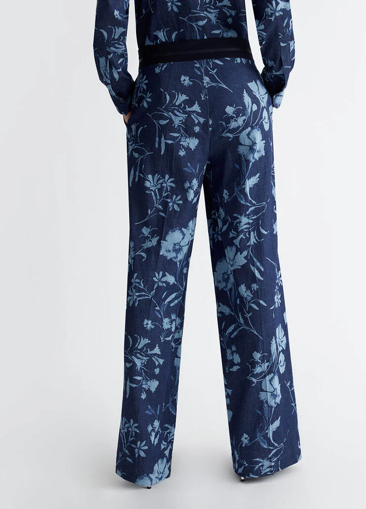 Palazzo jeans with floral print