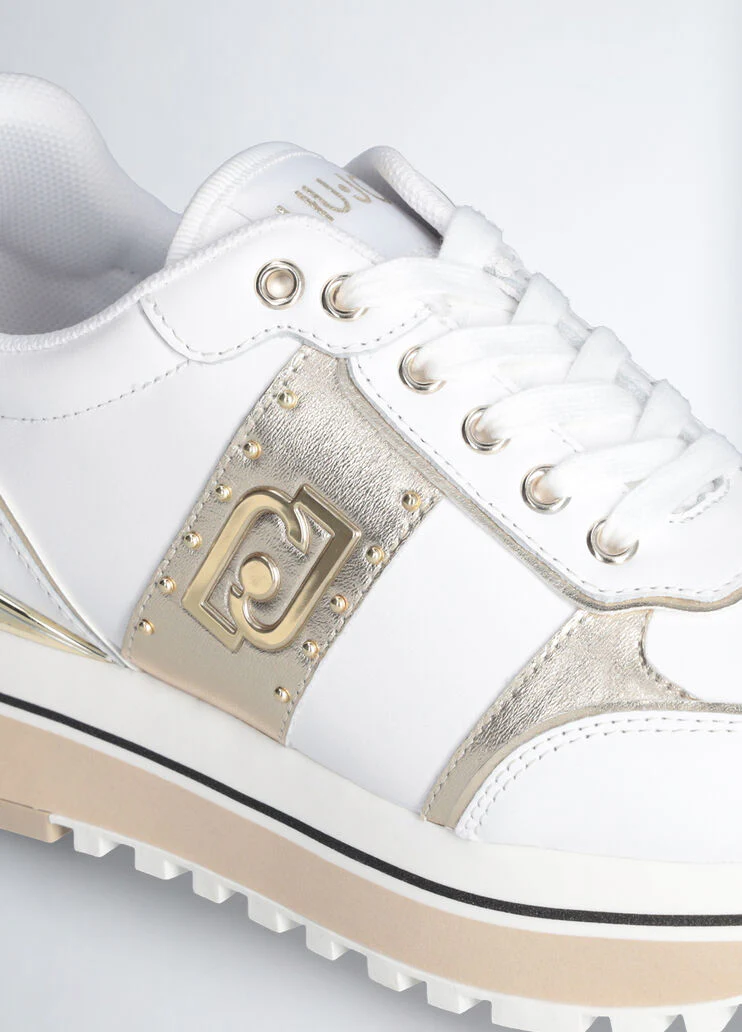 White leather platform sneakers