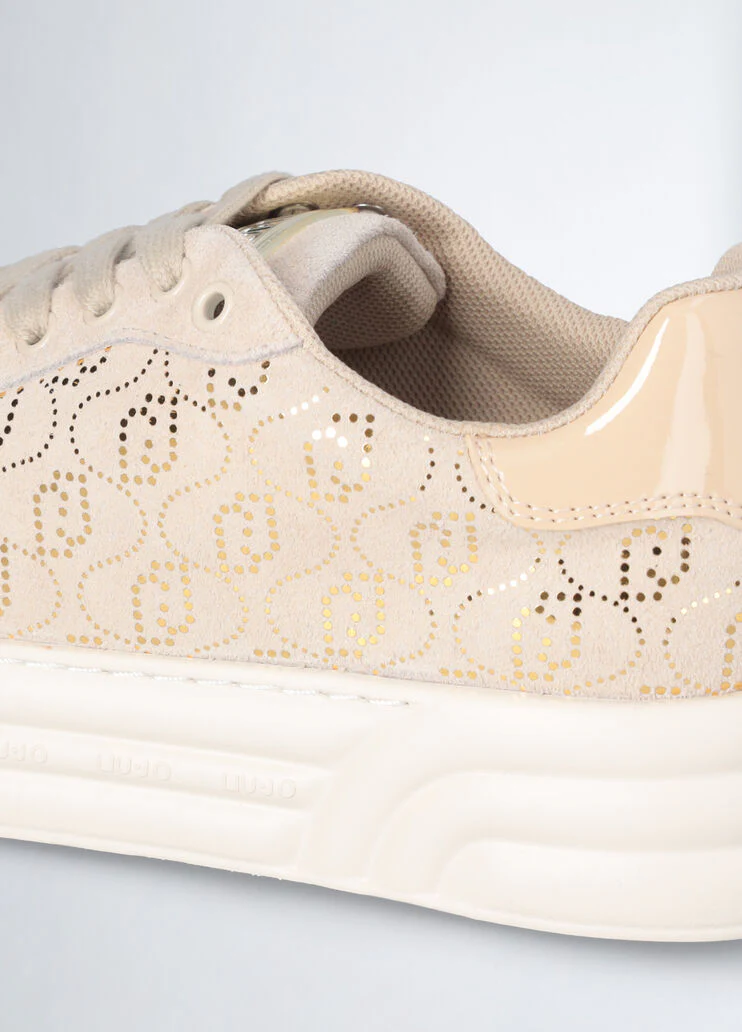 Beige monogram platform sneakers