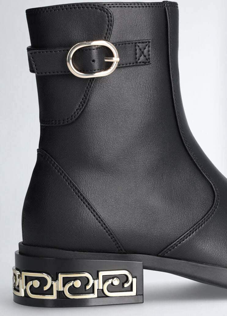 Black ankle boots with buckle