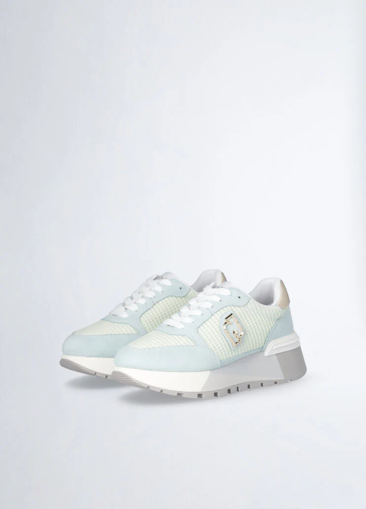 Suede and mesh platform sneakers