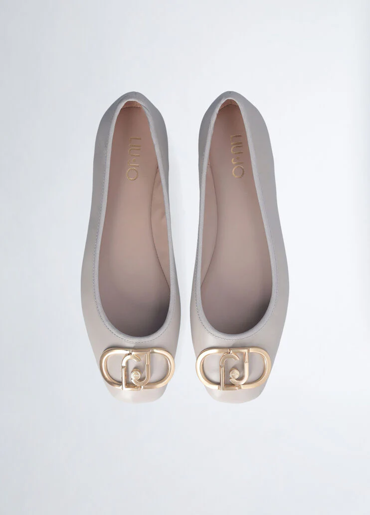 White leather ballet flats