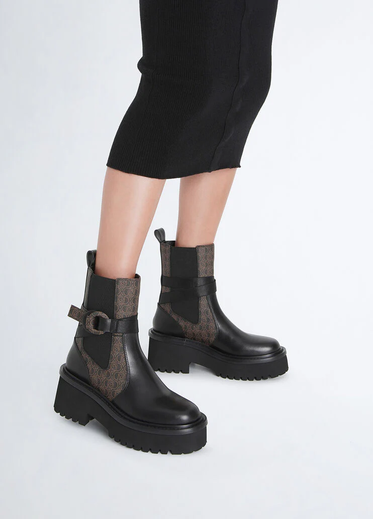 Monogram-patterned Beatle boots