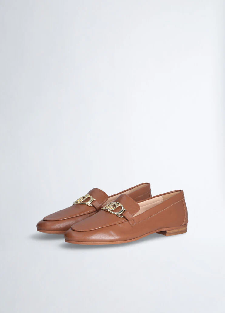 Brown soft nappa leather loafers