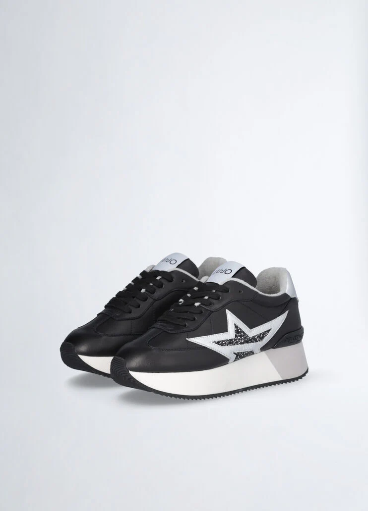 Black leather sneakers