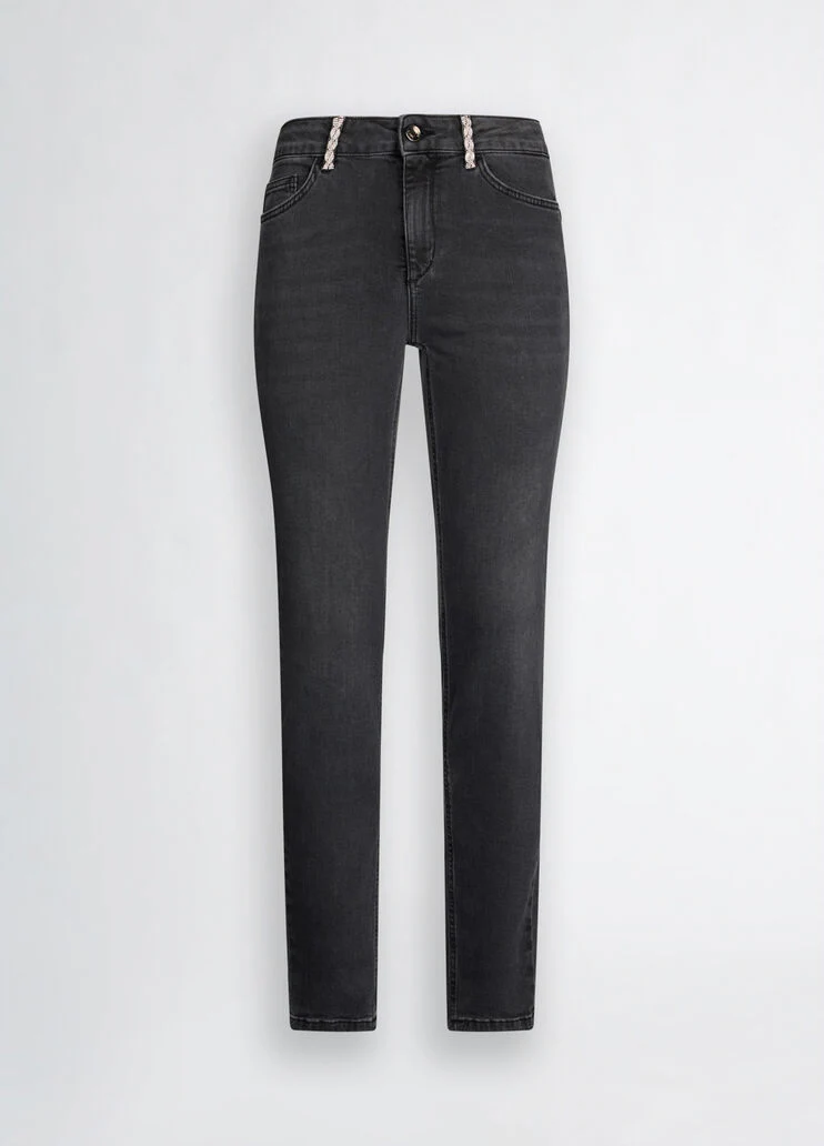 Grey skinny jeans with rhinestones