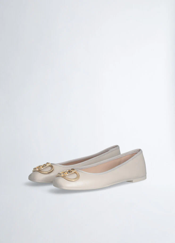 White leather ballet flats