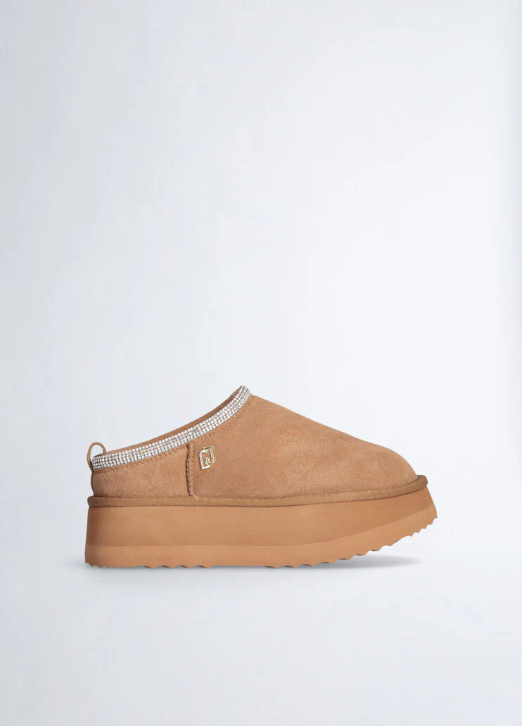 Suede platform mules