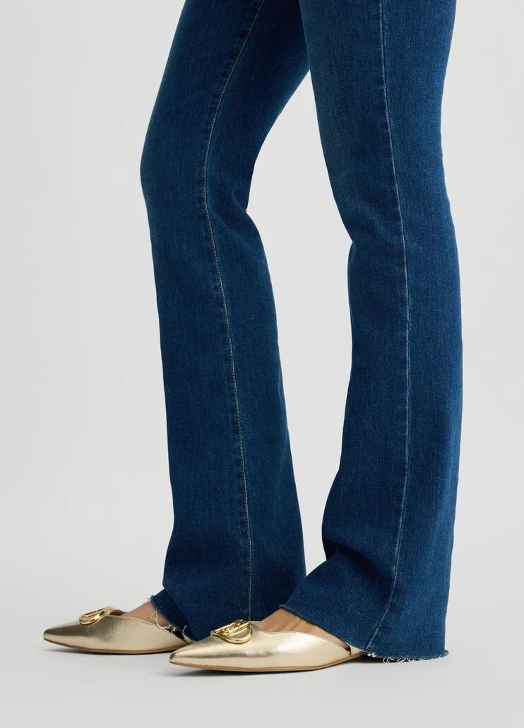 Blue bell-bottom jeans