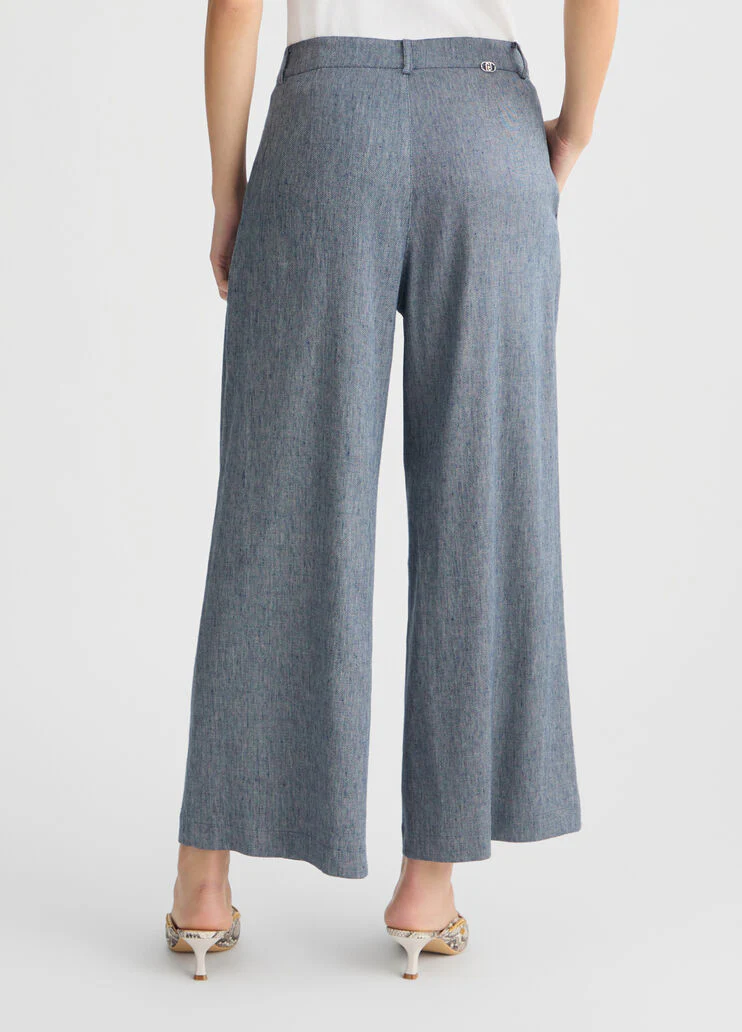 Flared denim trousers