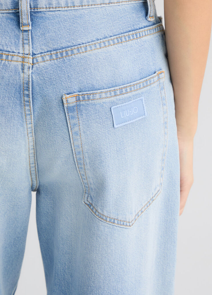 High-waisted straight-leg jeans