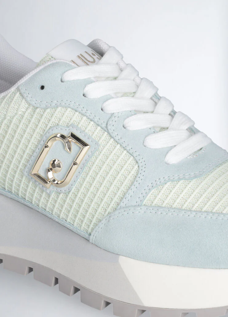 Suede and mesh platform sneakers