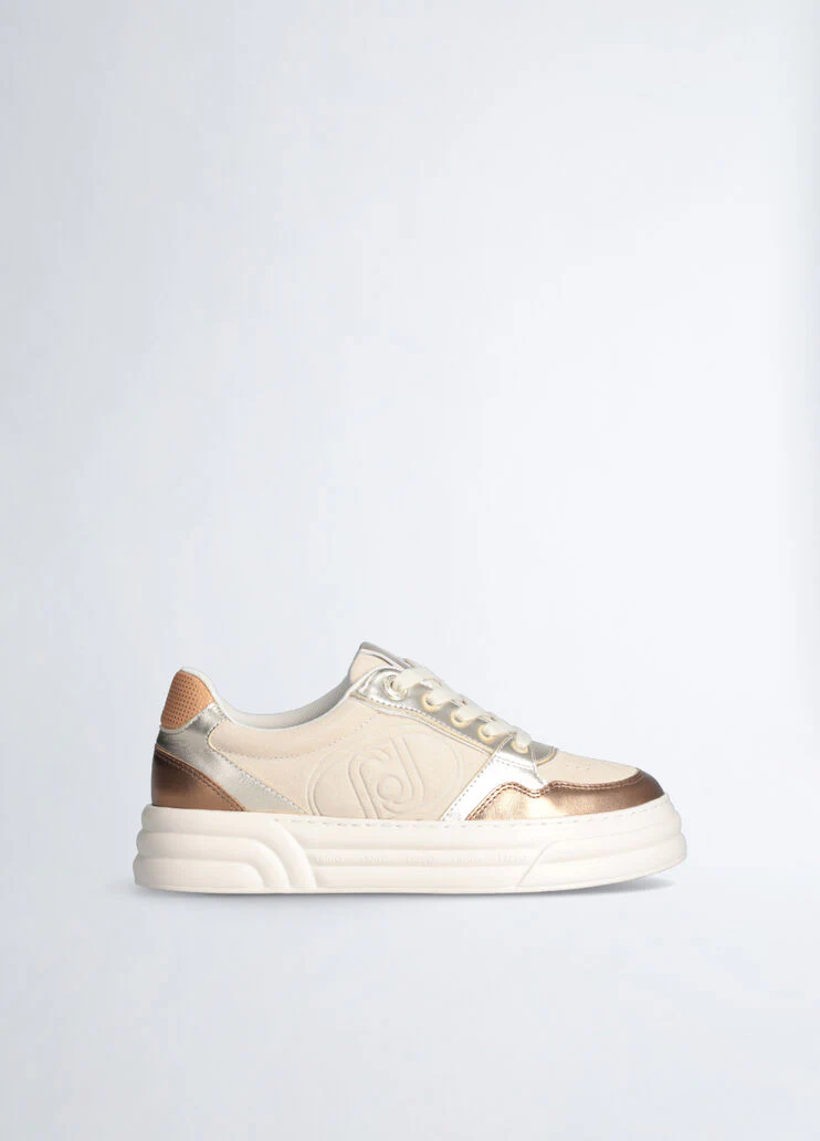 Beige suede platform sneakers