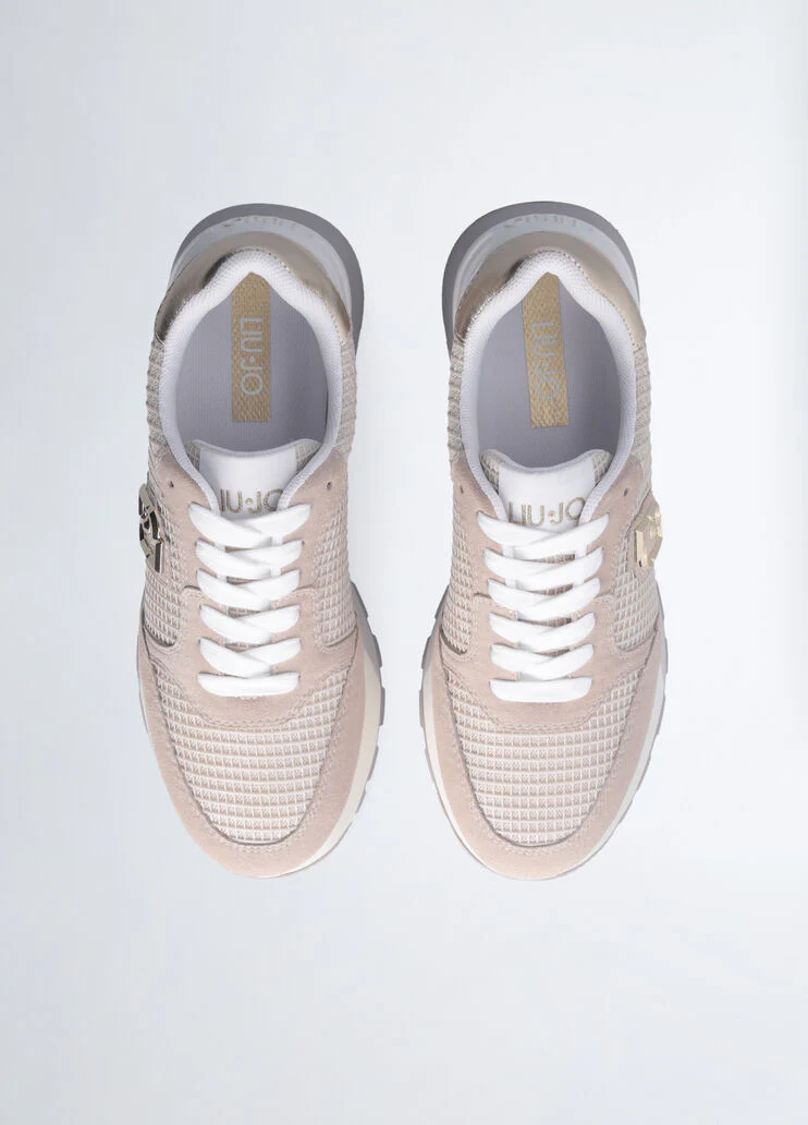 Suede and mesh platform sneakers