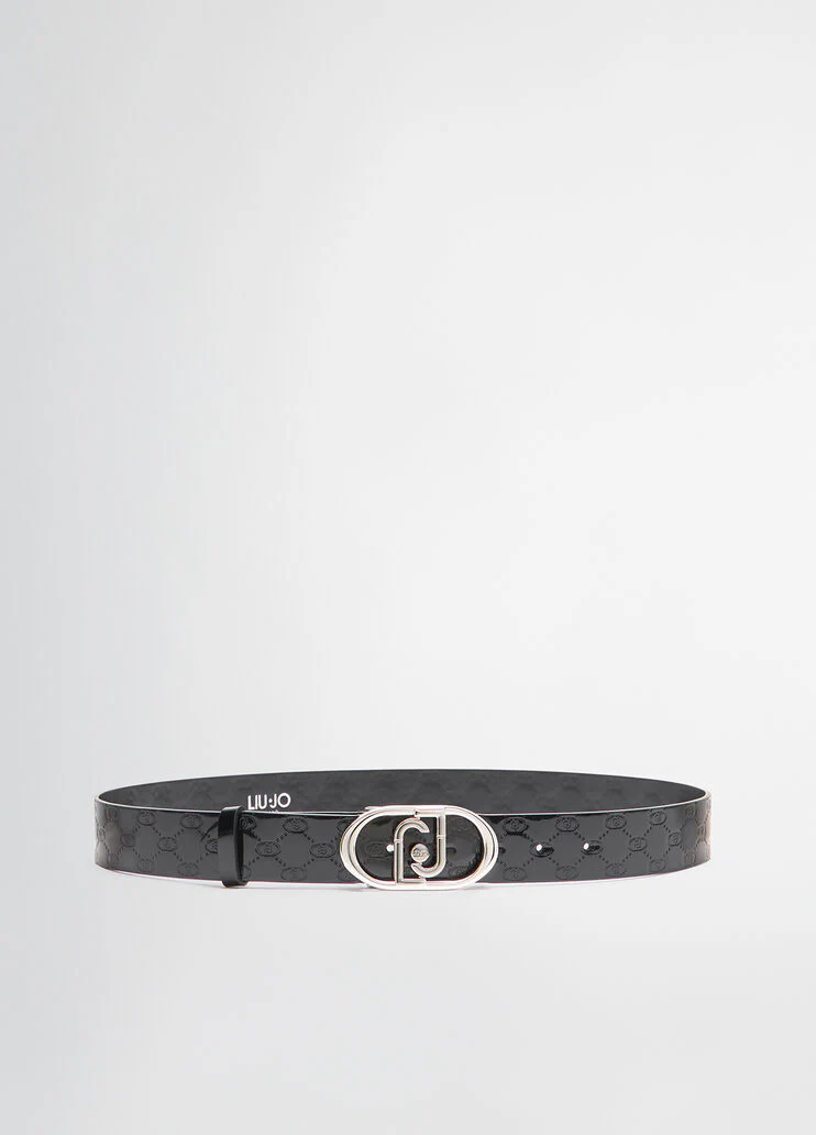 Leather belt with logo