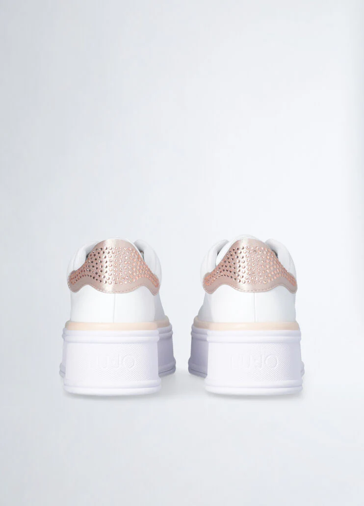 Leather sneakers with rhinestones