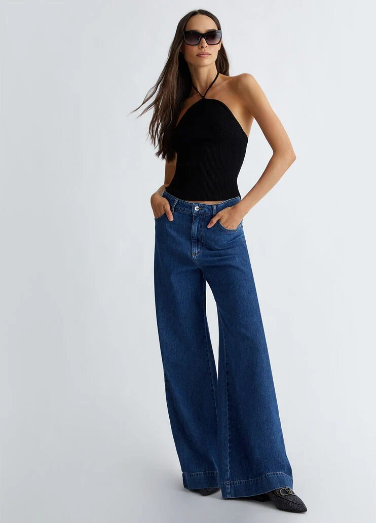 Flared cotton jeans