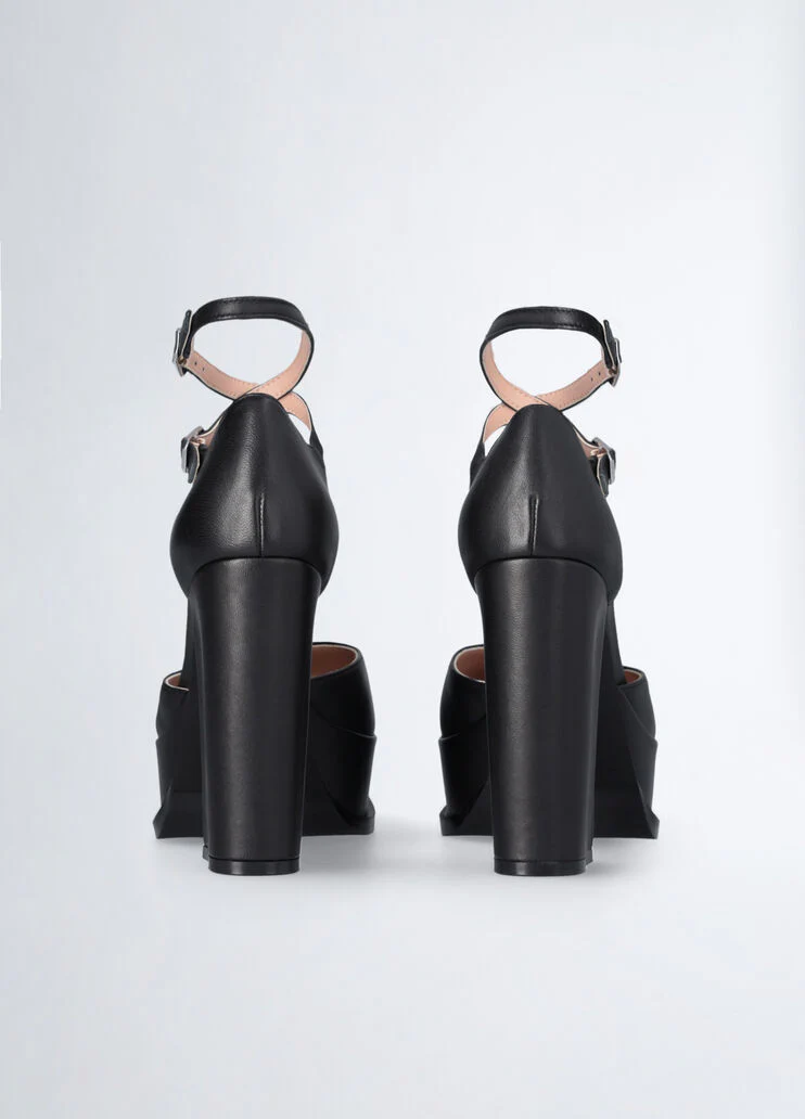 Black leather court shoes