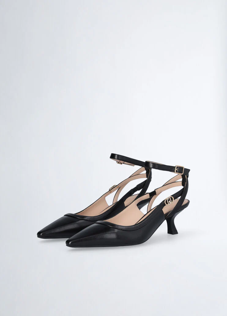 Black slingbacks with low heel