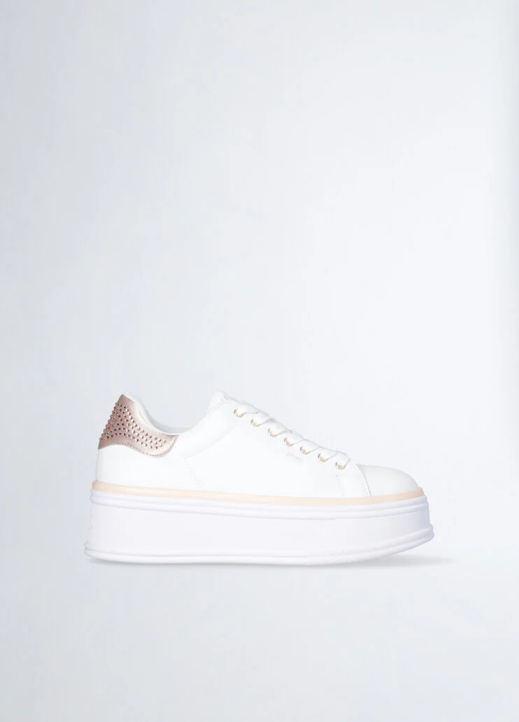 Leather sneakers with rhinestones