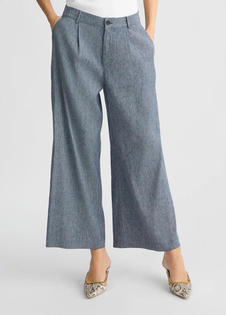 Flared denim trousers