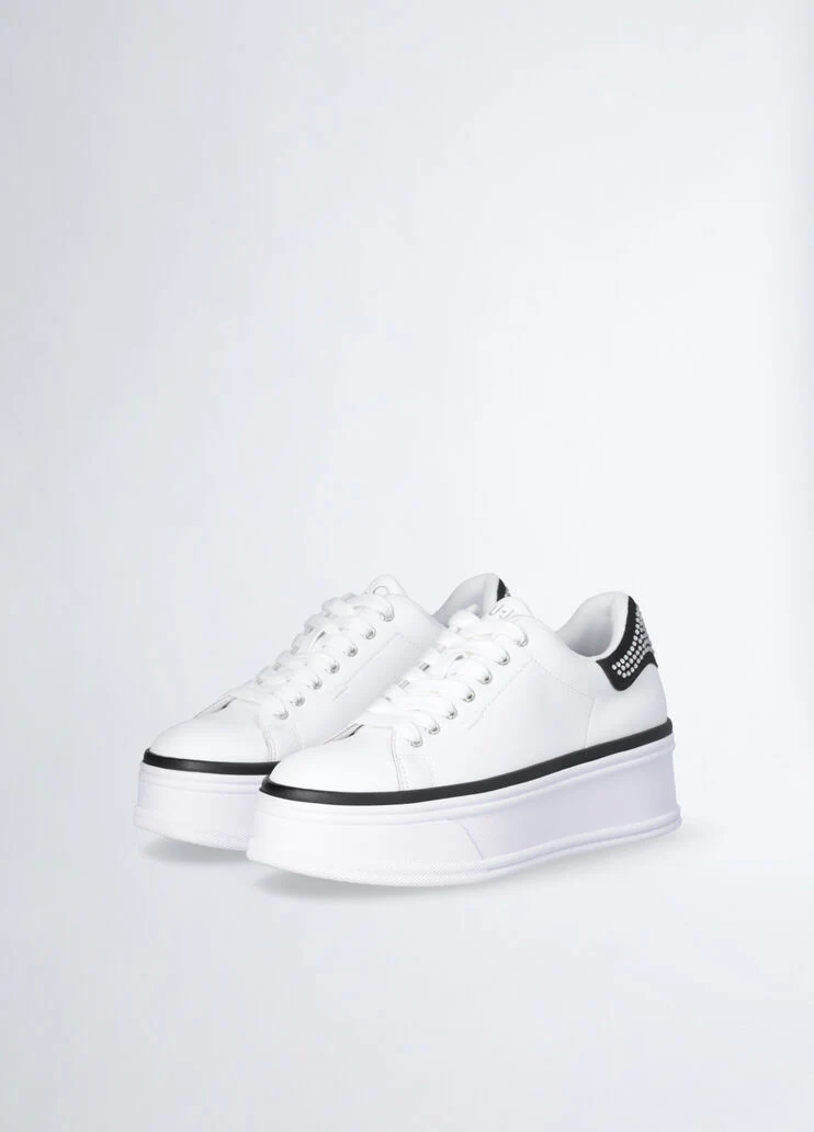 Leather sneakers with rhinestones