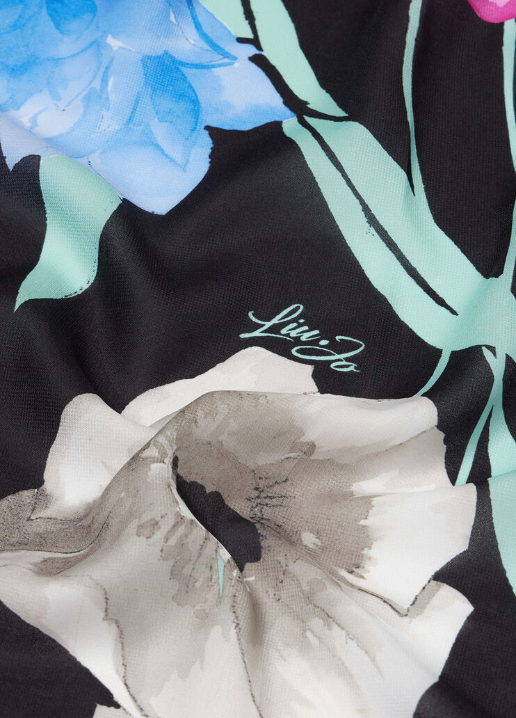 Black floral foulard