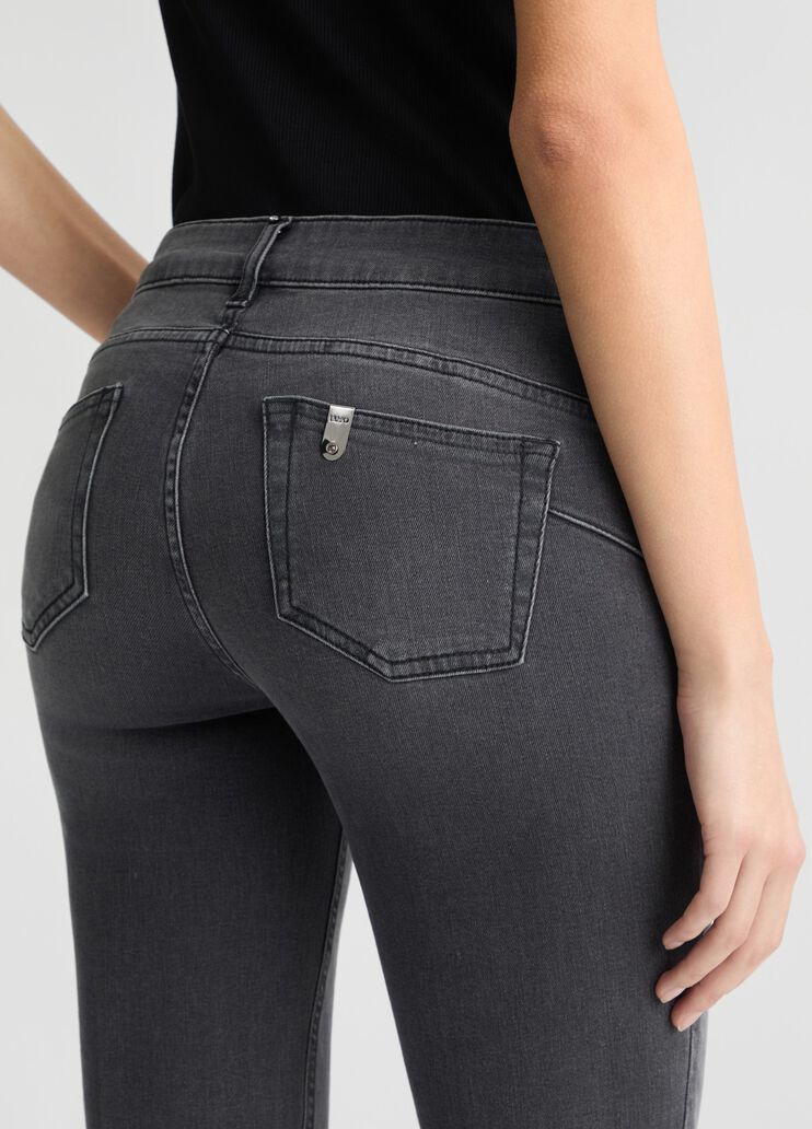 Black bootcut jeans with rhinestones