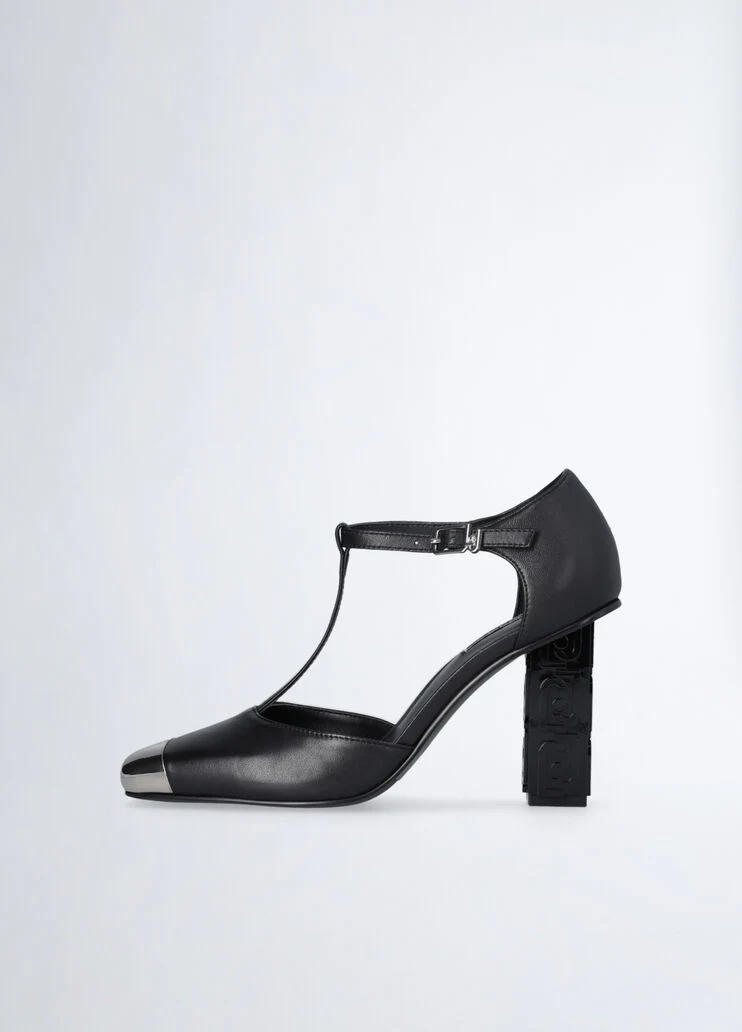 Two-piece court shoes in leather