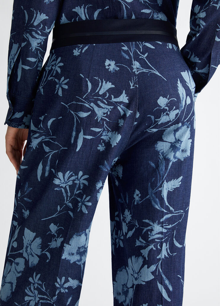 Palazzo jeans with floral print