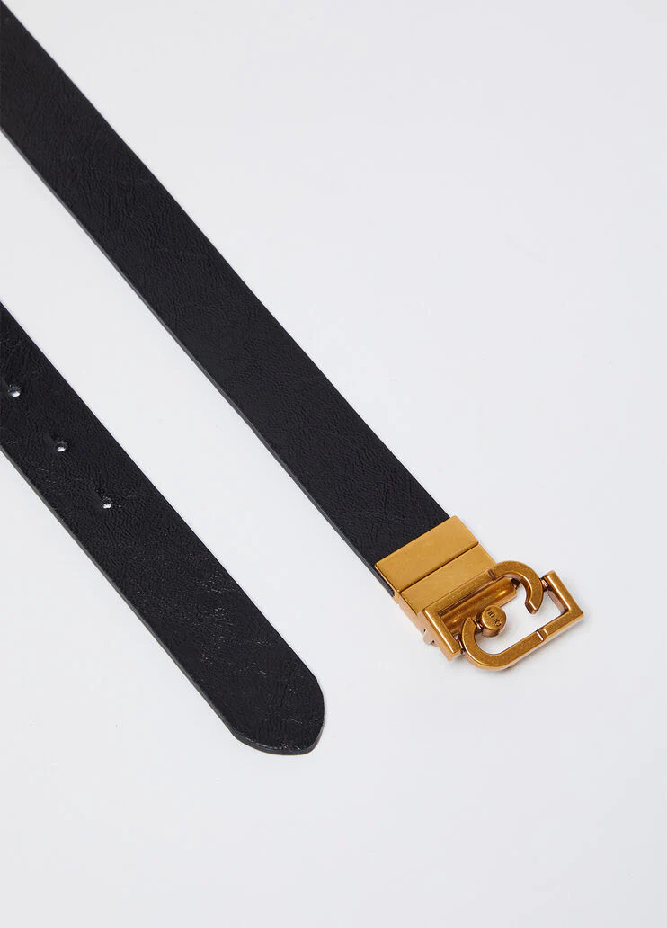 Reversible belt with logo buckle