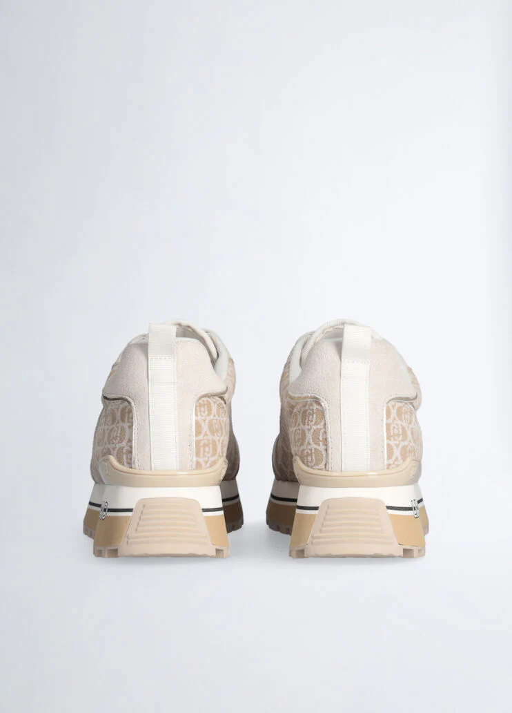 Beige suede platform sneakers