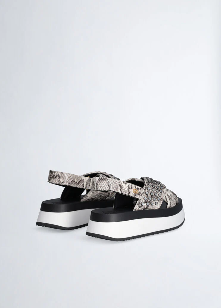 Platform sandals with jewel studs