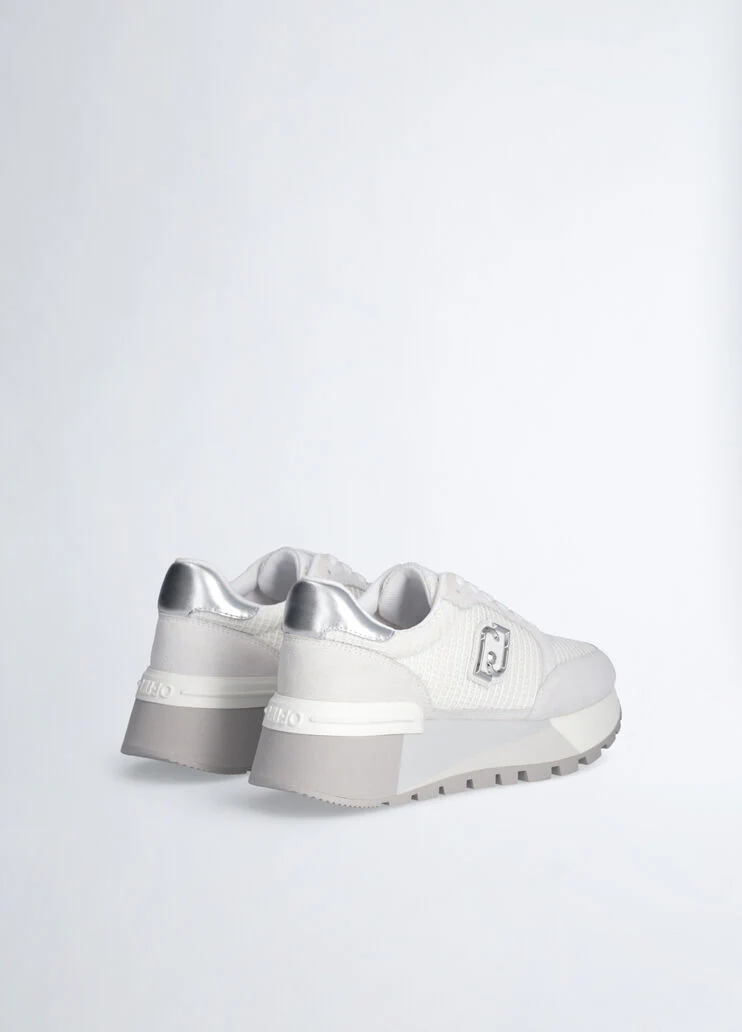 Suede and mesh platform sneakers