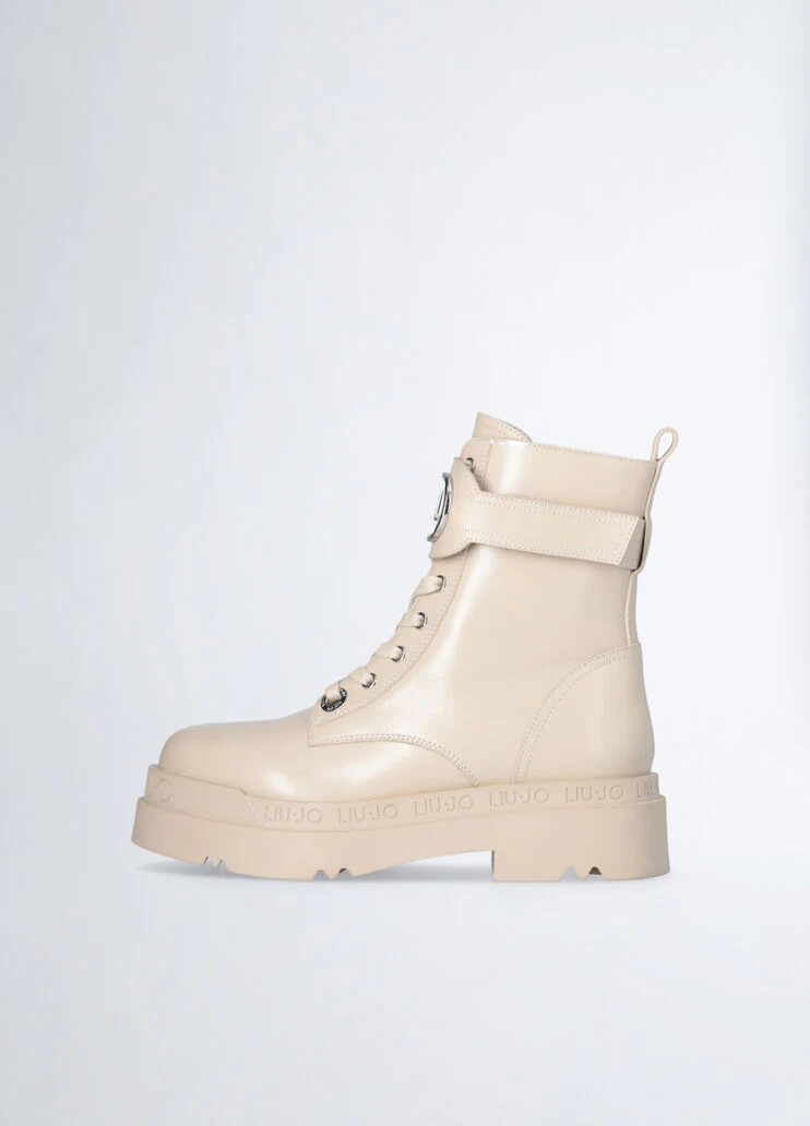 Leather platform combat boots