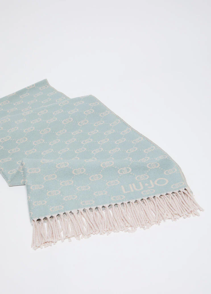 Stole with lurex jacquard logo