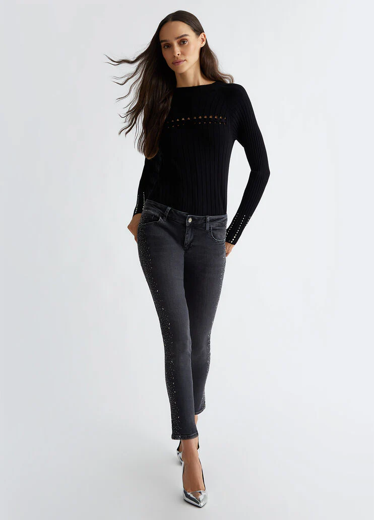 Bottom Up skinny jeans with gemstones