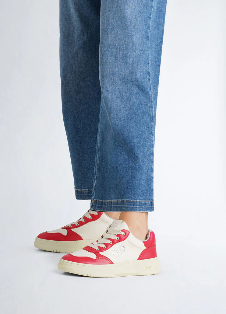 Two-tone leather sneakers